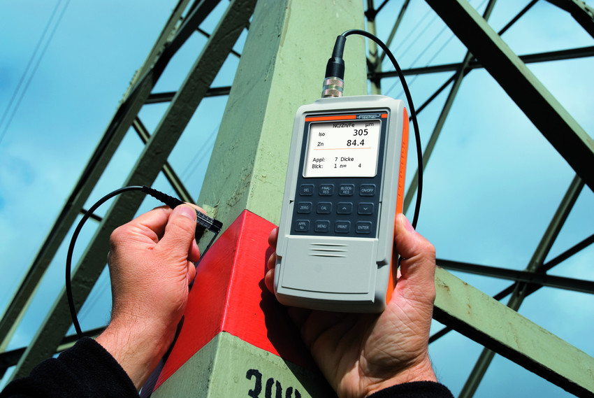 Using Fischer FMP Coating Thickness Gauge to measure coating thickness on outdoor structure